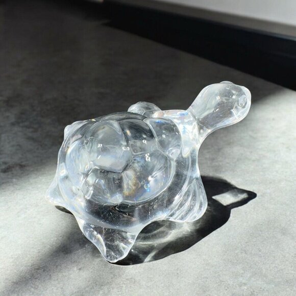 Vintage Clear Glass Crystal Miniature Turtle Reptile Figurine Decor Small Figure - Picture 1 of 15